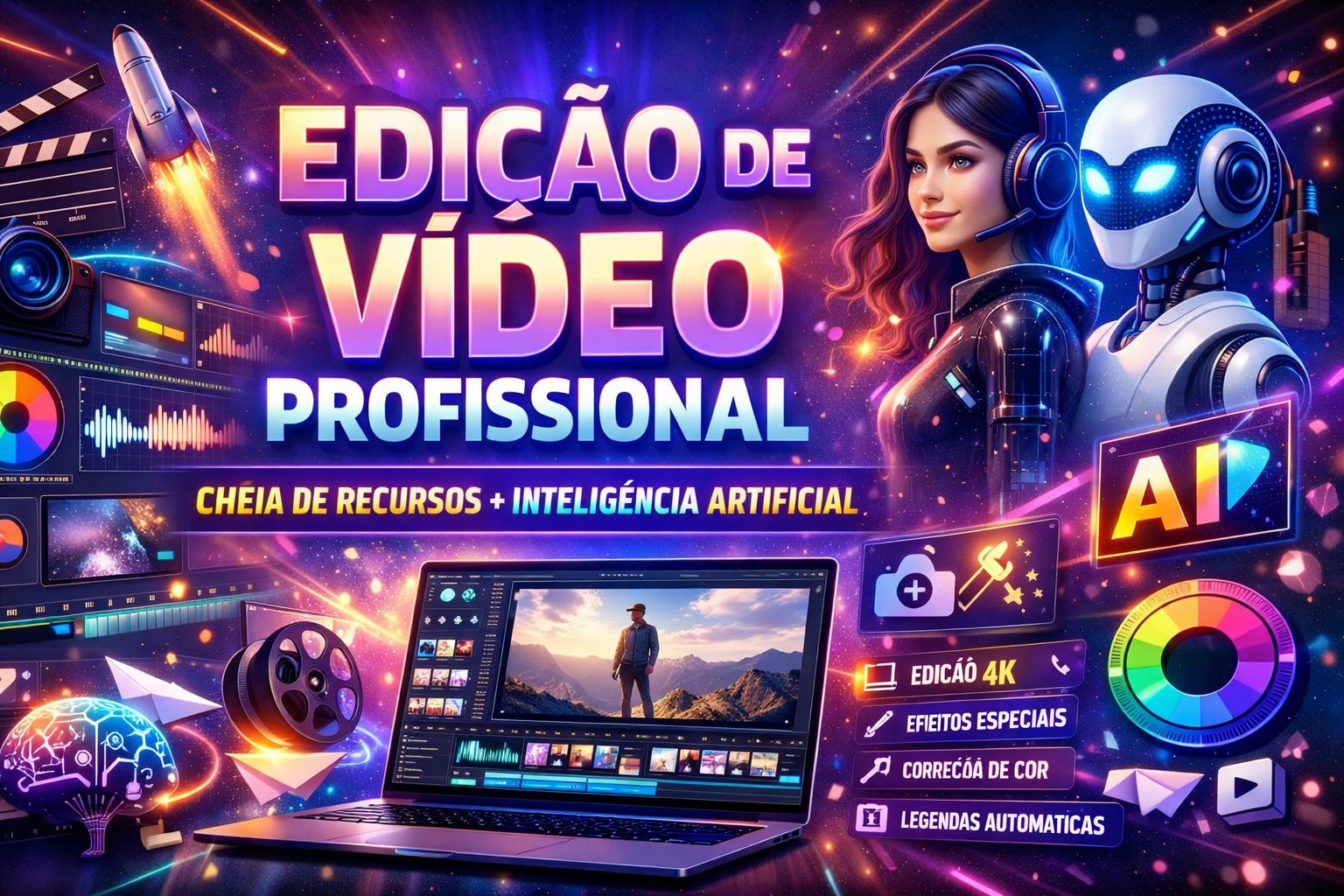 Exemplo de edição profissional de vídeo