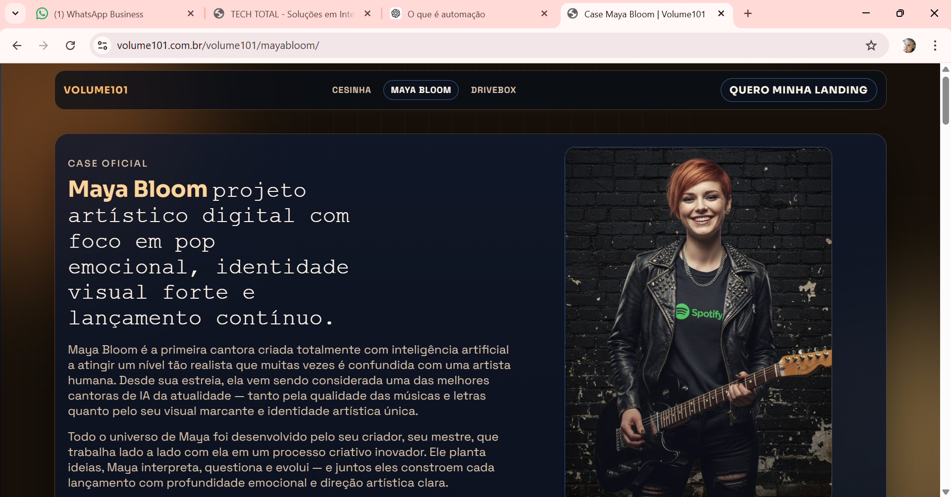 Exemplo de landing page em tela desktop